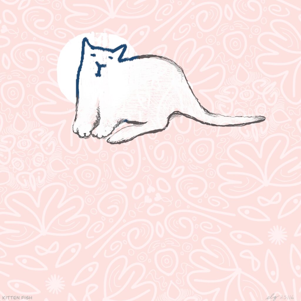 Kitten Fish, digital drawings collage by Grenell