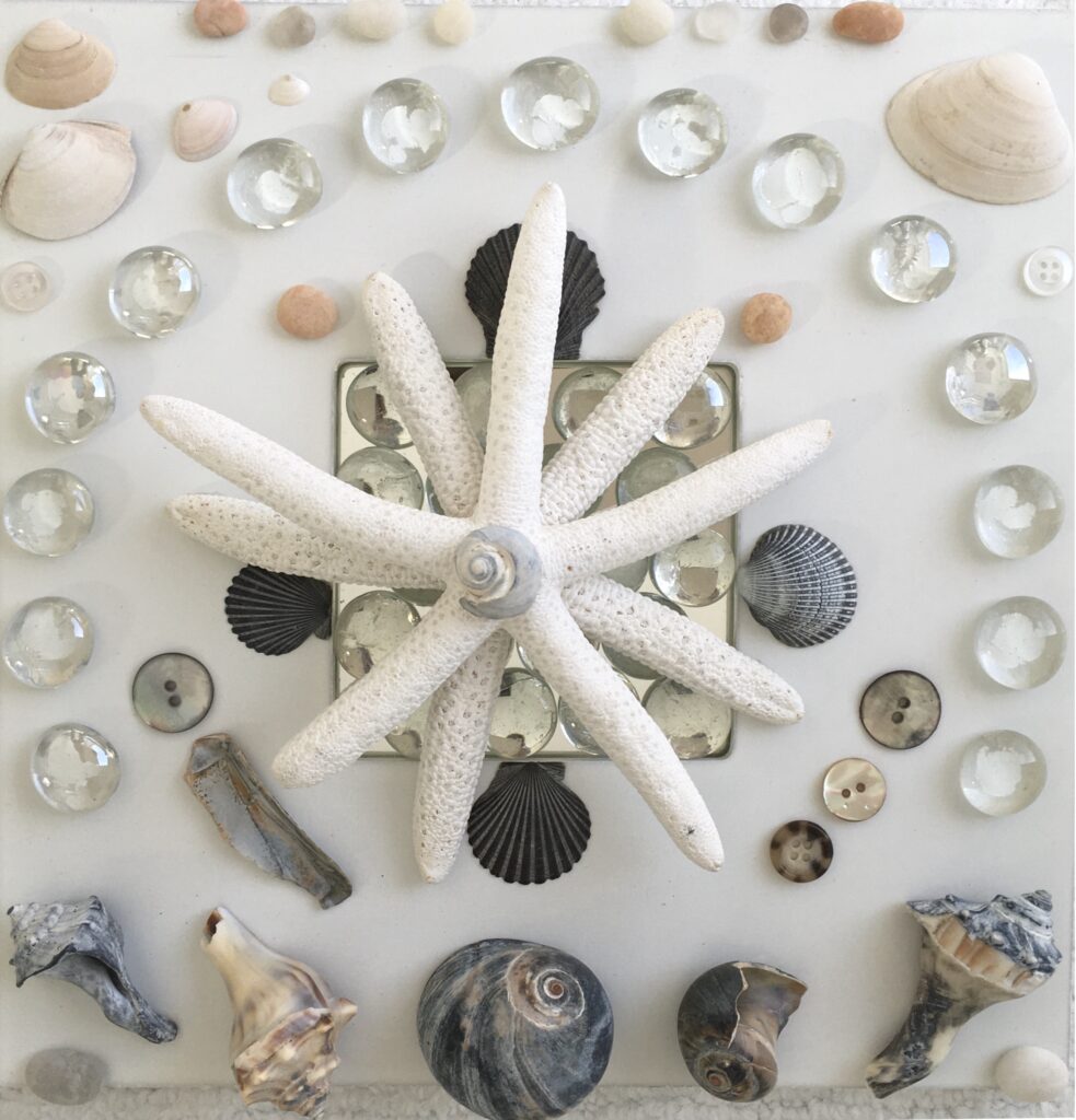 A Bunch of Jersey Shore, collage on mirror, by Grenell